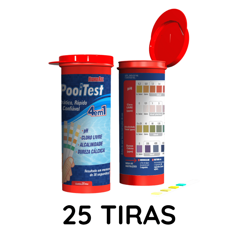 Pooltest - Fita Teste (4 em 1) - 25 Tiras