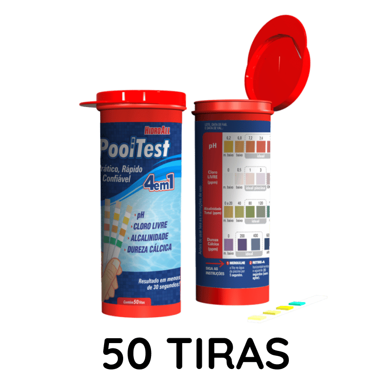 Pooltest - Fita Teste (4 em 1) - 50 Tiras